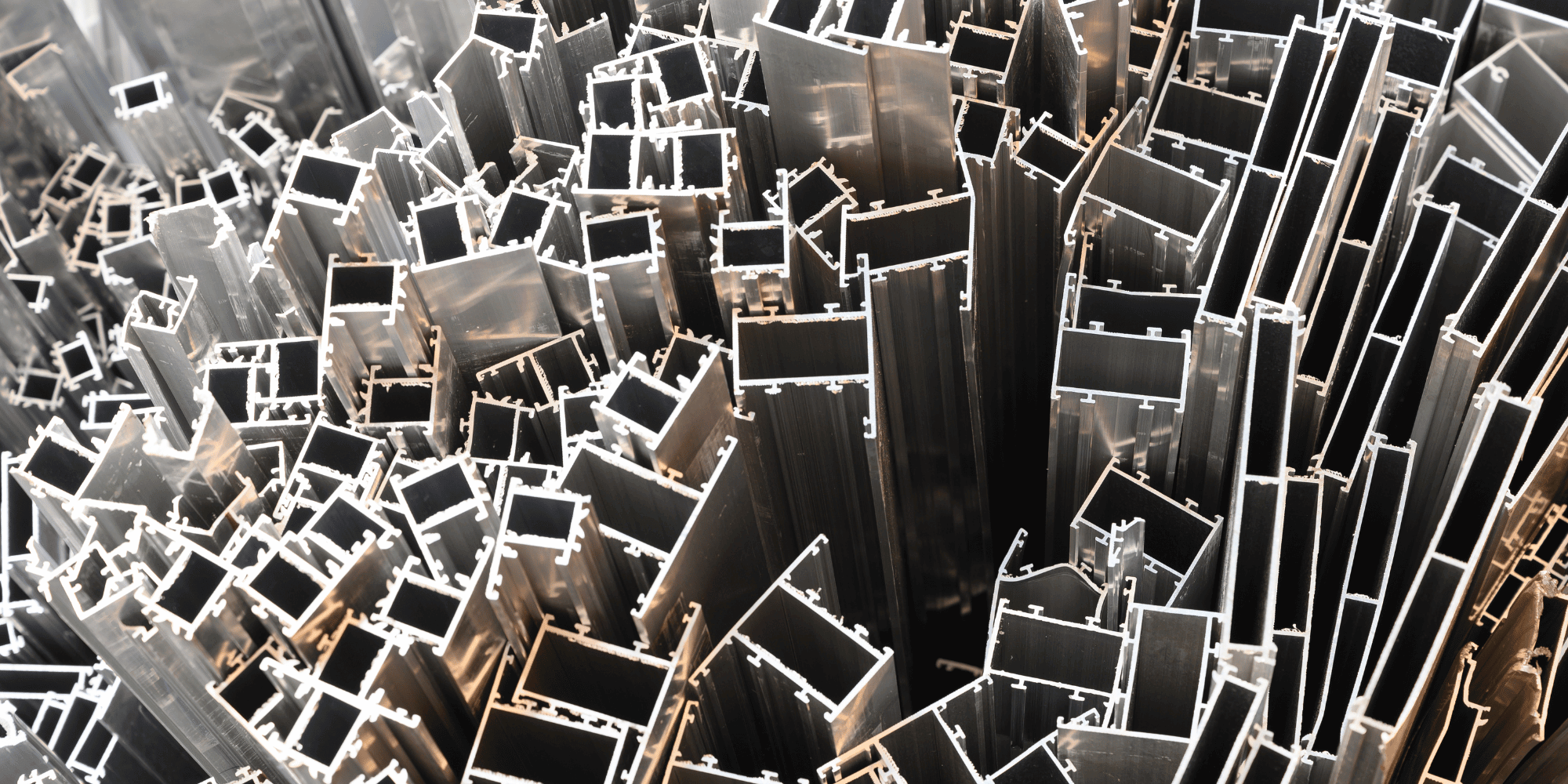 Aluminium offcuts at scrap metal recycling plant