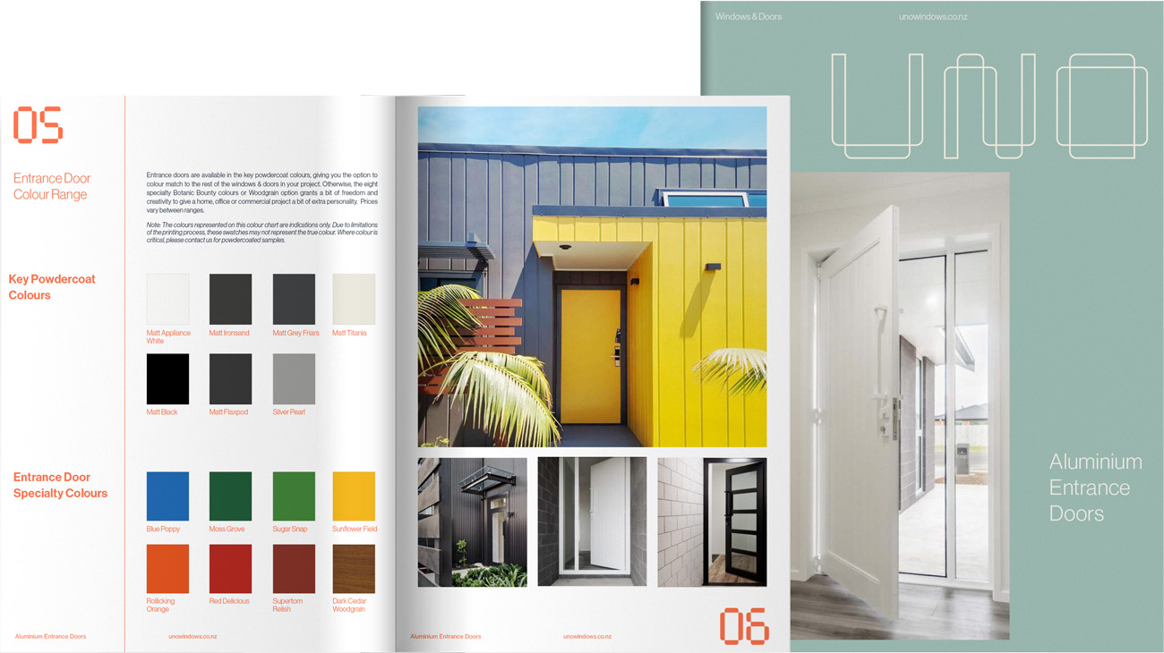 UNO entrance door brochure mockup for download page 