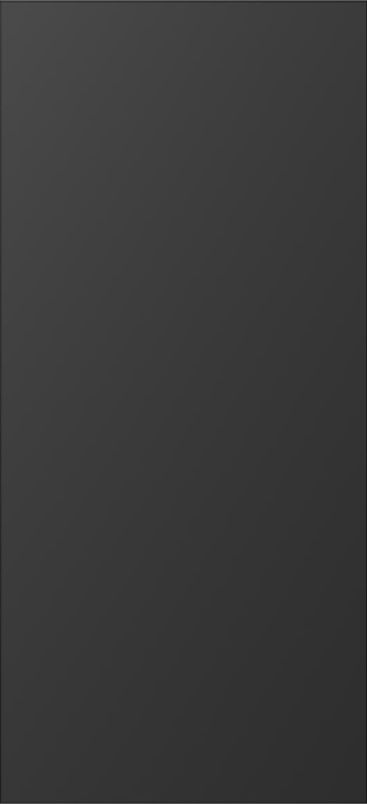 ATFL00 - Sleek flat-panel aluminium entrance door in matte black, featuring a minimalist, untextured surface.