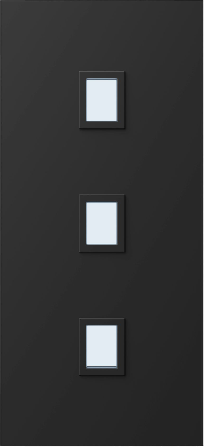 ATFL14 - Aluminium entrance door featuring five vertically stacked rectangular glass panels framed in matte black.