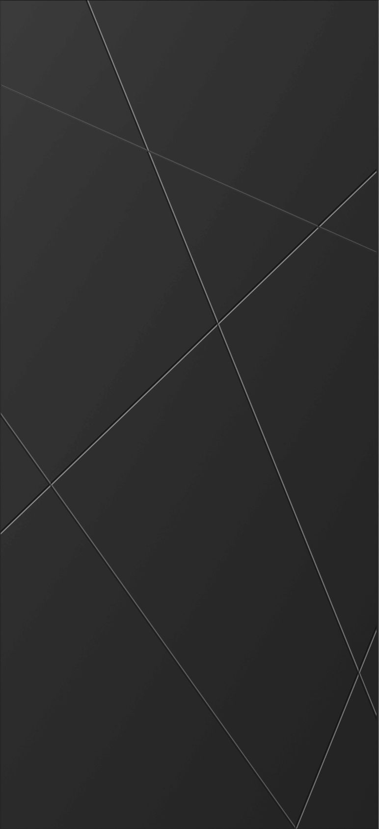 ATSV04 - Aluminium entrance door with diagonal grooves forming an abstract geometric pattern in a matte black finish.