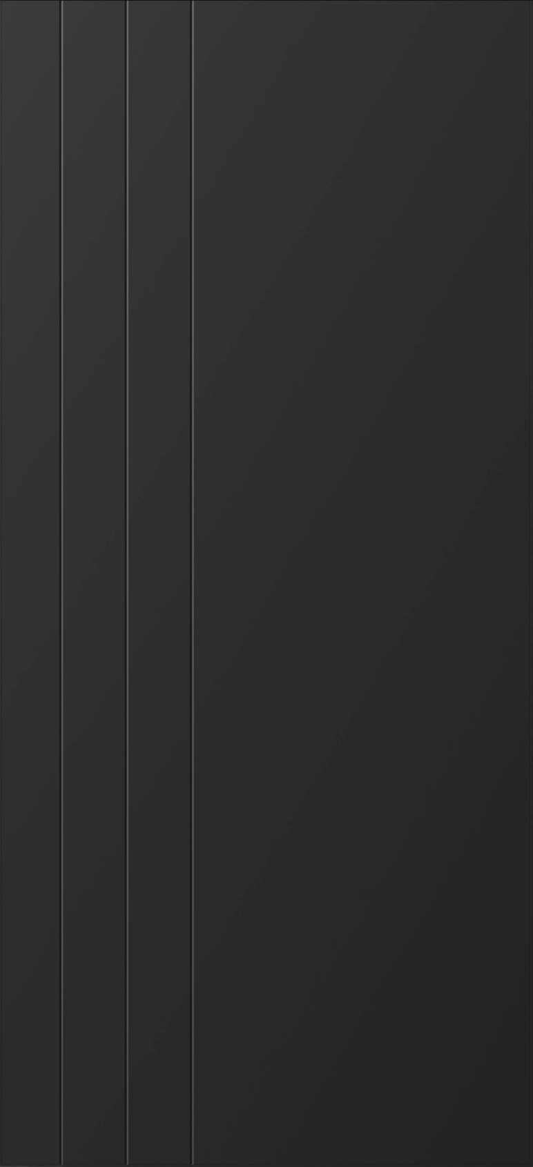 ATVV03 - Modern entrance door featuring three narrow vertical grooves on the left side, paired with a smooth surface.